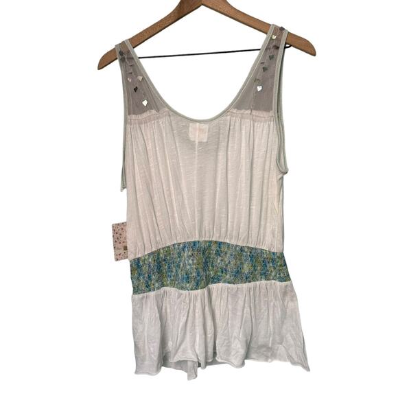 Free People White and Turquoise Blouse - Picture 3 of 9